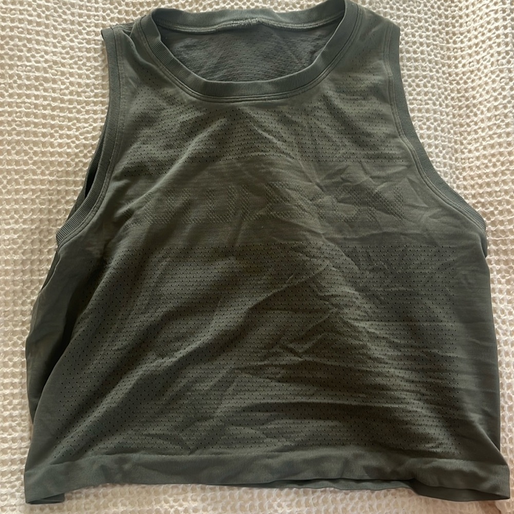 LULULEMON army green workout tank